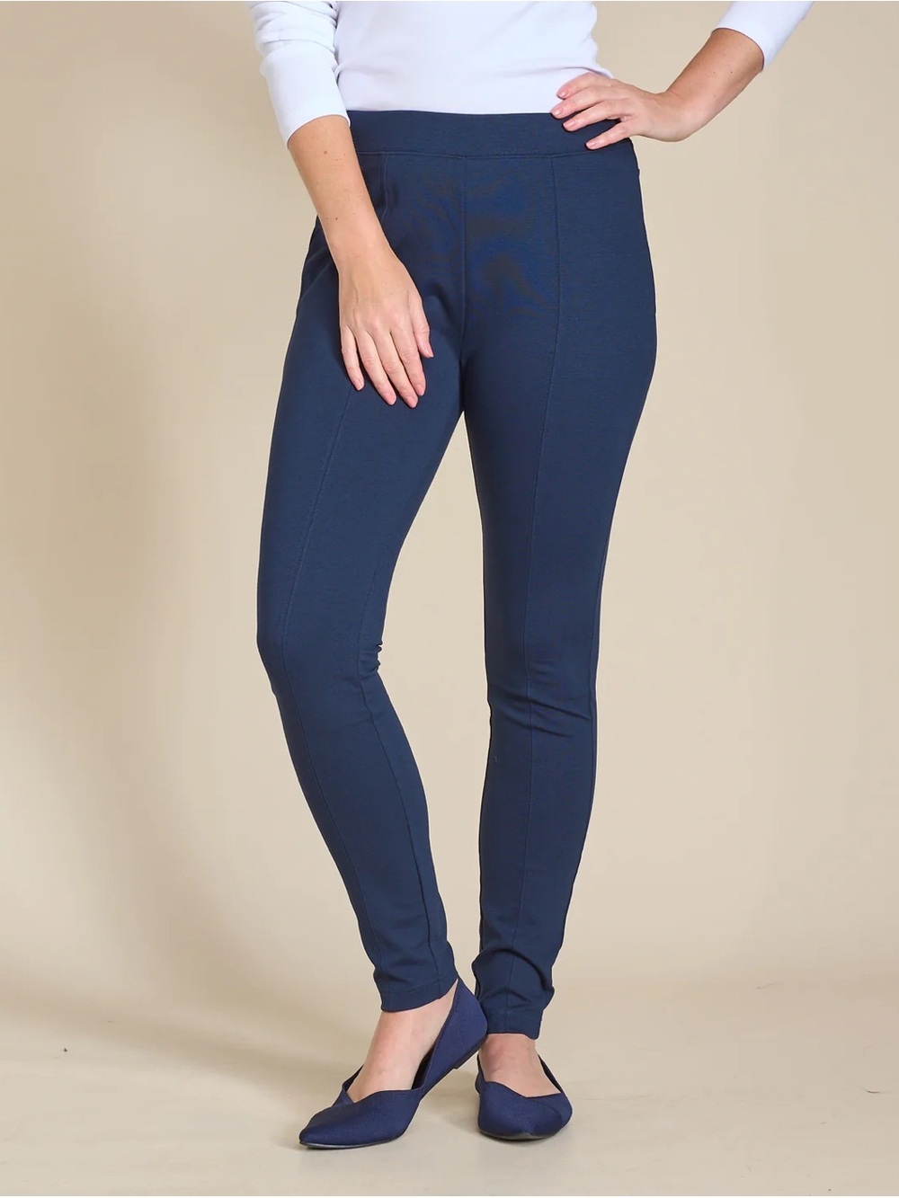 NWT Christopher & Banks Signature Slimming Pull-On Ponte Pants Navy 14W
